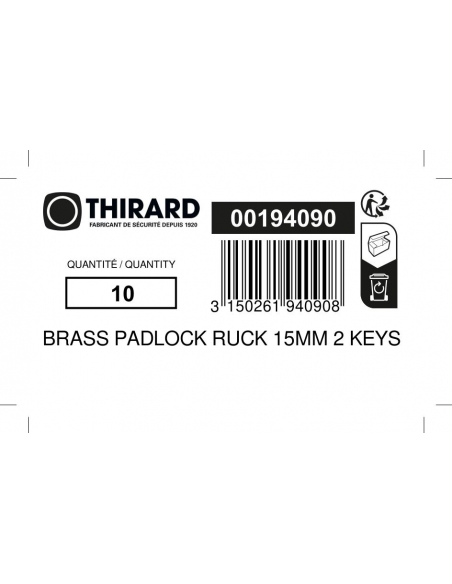 Vista aggiuntiva 4 di Lucchetto RUCK in ottone 15 mm, 2 chiavi – THIRARD