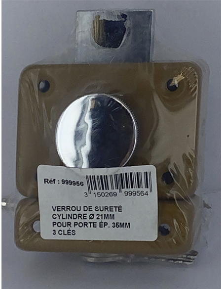 Chiavistello di sicurezza VSPM con cilindro 35 mm, cassa piccola, bronzo verniciato, 3 chiavi – THIRARD