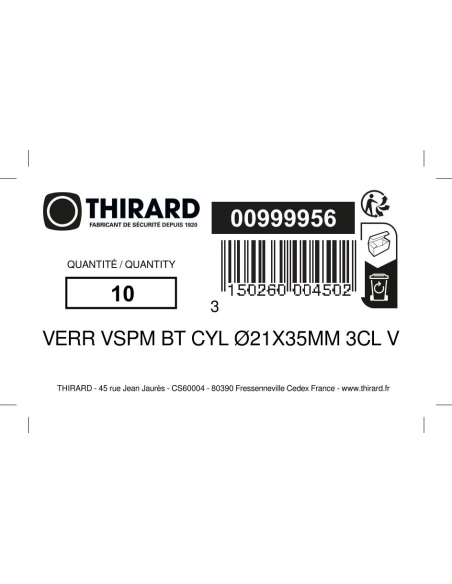 Chiavistello di sicurezza VSPM con cilindro 35 mm, cassa piccola, bronzo verniciato, 3 chiavi – THIRARD