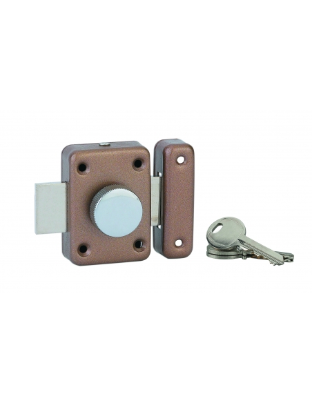 Chiavistello di sicurezza VSPM con cilindro 35 mm, cassa piccola, bronzo verniciato, 3 chiavi – THIRARD
