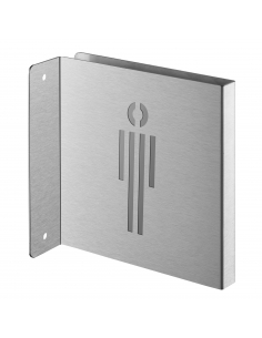 Targa segnaletica «WC uomo», acciaio inox spazzolato, 120 x 120 mm, con bordo ripiegato – THIRARD