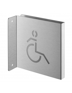 Targa segnaletica «WC accessibile ai disabili», acciaio inox spazzolato, 120 x 120 mm, con bordo ripiegato – THIRARD