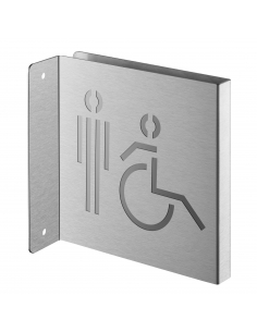 Targa segnaletica «WC con accesso per disabili accompagnati», acciaio inox spazzolato, 120 x 120 mm – THIRARD
