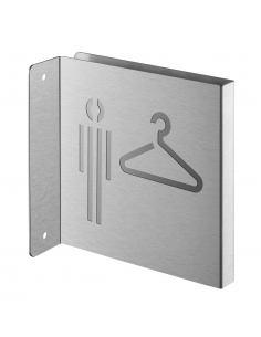 Targa segnaletica «Guardaroba uomo», acciaio inox spazzolato, 120 x 120 mm, con bordo ripiegato – THIRARD