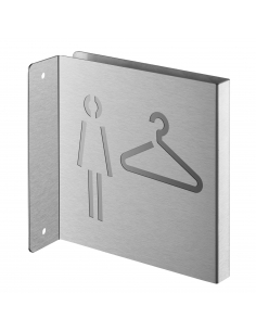 Targa segnaletica «Guardaroba donna», acciaio inox spazzolato, 120 x 120 mm, con bordo ripiegato – THIRARD