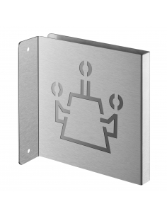 Targa segnaletica «Sala riunioni», acciaio inox spazzolato, 120 x 120 mm, con bordo ripiegato – THIRARD
