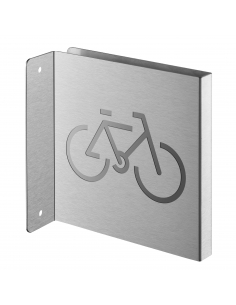 Targa segnaletica «Locale biciclette», acciaio inox spazzolato, 120 x 120 mm, con bordo ripiegato – THIRARD