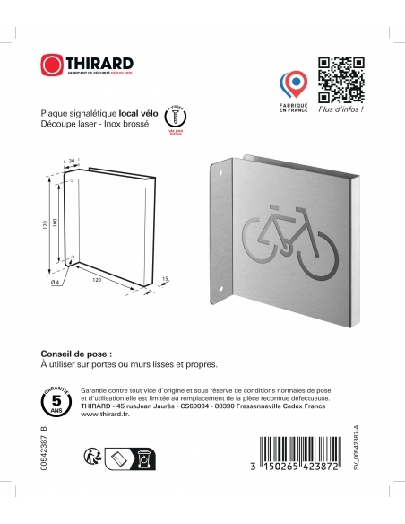 Vista aggiuntiva 2 di Targa segnaletica «Locale biciclette», acciaio inox spazzolato, 120 x 120 mm, con bordo ripiegato