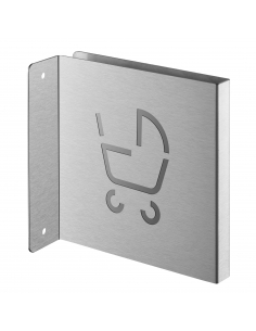 Targa segnaletica «Locale passeggini», acciaio inox spazzolato, 120 x 120 mm, con bordo ripiegato – THIRARD