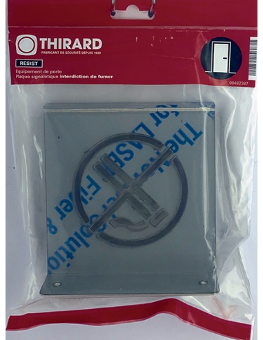 Vista aggiuntiva 1 di Targa segnaletica «Vietato fumare», acciaio inox spazzolato, 120 x 120 mm, con bordo ripiegato – THIRARD