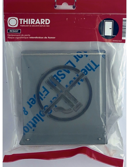 Vista aggiuntiva 1 di Targa segnaletica «Vietato fumare», acciaio inox spazzolato, 120 x 120 mm, con bordo ripiegato – THIRARD