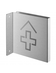 Targa segnaletica «Infermeria», acciaio inox spazzolato, 120 x 120 mm, con bordo ripiegato – THIRARD