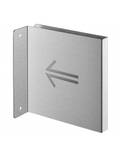 Targa segnaletica «Freccia sinistra», acciaio inox spazzolato, 120 x 120 mm, con bordo ripiegato – THIRARD