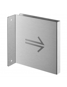 Targa segnaletica «Freccia destra», acciaio inox spazzolato, 120 x 120 mm, con bordo ripiegato – THIRARD