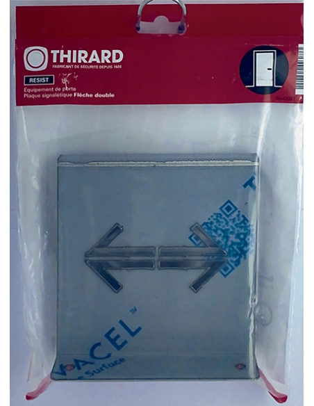 Vista aggiuntiva 2 di Targa segnaletica «Freccia doppia», acciaio inox spazzolato, 120 x 120 mm, con bordo ripiegato – THIRARD