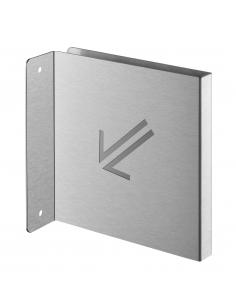 Targa segnaletica «Freccia 45° in basso a sinistra», acciaio inox spazzolato, 120 x 120 mm, con bordo ripiegato – THIRARD