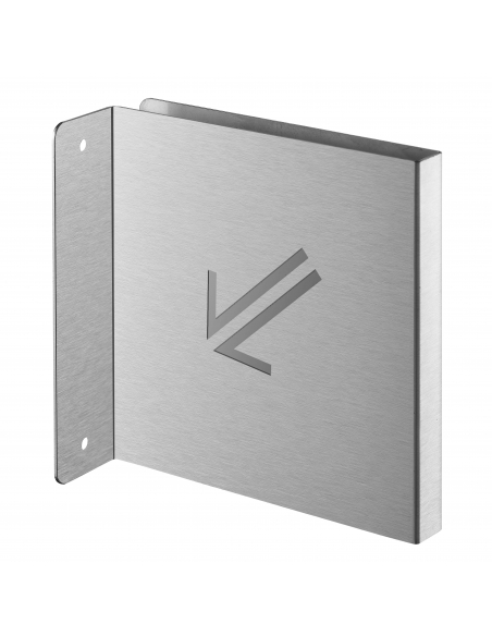Targa segnaletica «Freccia 45° in basso a sinistra», acciaio inox spazzolato, 120 x 120 mm, con bordo ripiegato – THIRARD