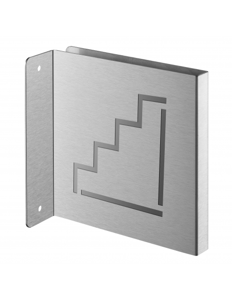 Targa segnaletica «Scale», acciaio inox spazzolato, 120 x 120 mm, con bordo ripiegato – THIRARD