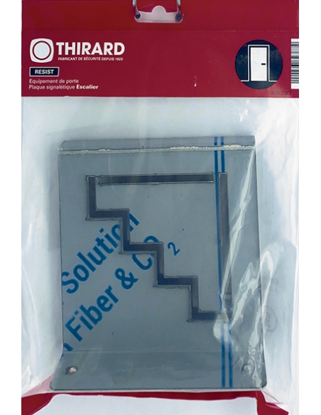 Vista aggiuntiva 2 di Targa segnaletica «Scale», acciaio inox spazzolato, 120 x 120 mm, con bordo ripiegato – THIRARD