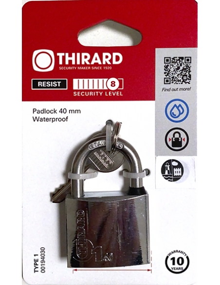 Vista aggiuntiva 2 di Lucchetto TYPE 1 40 mm, 2 chiavi – THIRARD