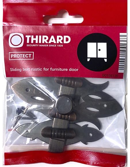 Vista aggiuntiva 1 di Chiavistello RUSTIQUE in ferro patinato, 40 x 90 mm – THIRARD