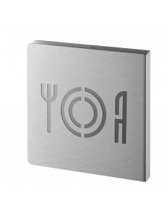 Targa segnaletica «Sala ristorazione», alluminio spazzolato anodizzato, 120 x 120 mm – THIRARD