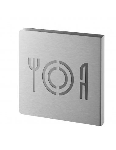 Targa segnaletica «Sala ristorazione», alluminio spazzolato anodizzato, 120 x 120 mm – THIRARD