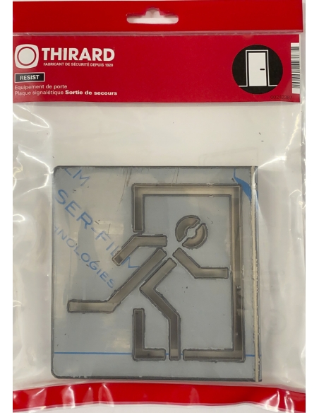 Vista aggiuntiva 1 di Targa segnaletica «Uscita di sicurezza», acciaio inox spazzolato, 120 x 120 mm – THIRARD