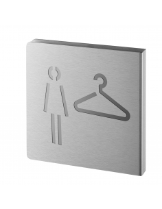 Targa segnaletica «Spogliatoio donna», acciaio inox spazzolato, 120 x 120 mm – THIRARD