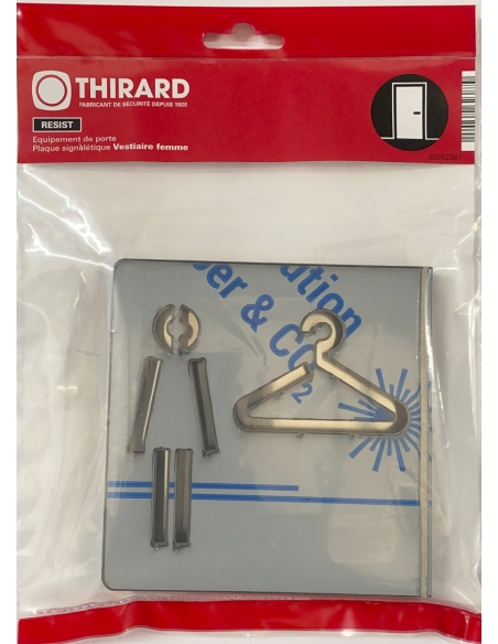 Vista aggiuntiva 1 di Targa segnaletica «Spogliatoio donna», acciaio inox spazzolato, 120 x 120 mm – THIRARD