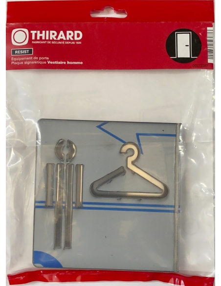 Vista aggiuntiva 1 di Targa segnaletica «Spogliatoio uomo», acciaio inox spazzolato, 120 x 120 mm – THIRARD