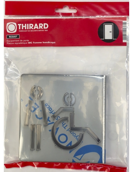 Vista aggiuntiva 1 di Targa segnaletica «WC donna accessibile», acciaio inox spazzolato, 120 x 120 mm, sagomata – THIRARD