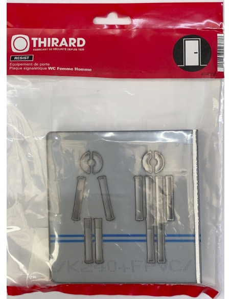 Vista aggiuntiva 1 di Targa segnaletica «WC donna/uomo», acciaio inox spazzolato, 120 x 120 mm, sagomata – THIRARD