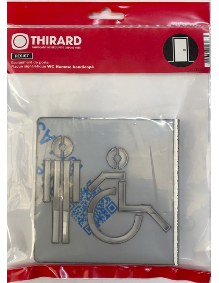 Vista aggiuntiva 1 di Targa segnaletica «WC uomo accessibile», acciaio inox spazzolato, 120 x 120 mm, sagomata – THIRARD