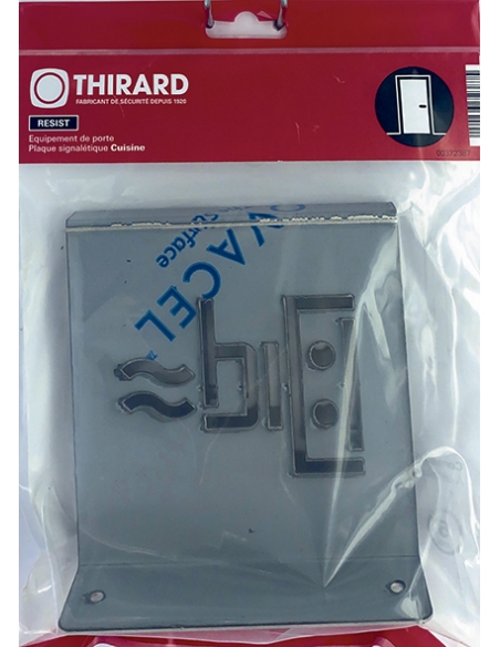 Vista aggiuntiva 1 di Targa segnaletica «Cucina», acciaio inox spazzolato, 120 x 120 mm, con bordo ripiegato – THIRARD