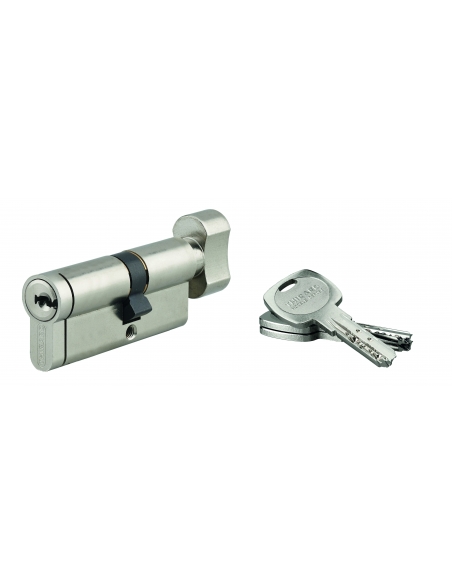 Cilindro europeo Transit 2 con pomolo 40 x 45 mm, nichelato, 3 chiavi reversibili – THIRARD
