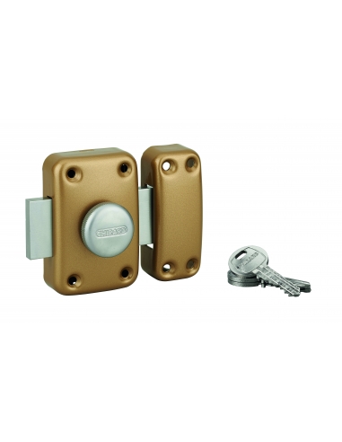 Chiavistello di sicurezza CAPITAL con pomolo e cilindro 40 mm, finitura finitura epossidica oro, 3 chiavi – THIRARD