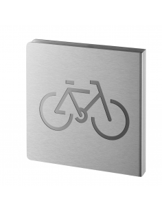 Targa segnaletica «Locale biciclette», acciaio inox spazzolato, 120 x 120 mm – THIRARD