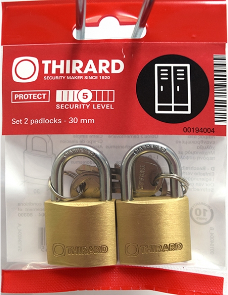 Vista aggiuntiva 1 di Set di 2 lucchetti TYPE 1 30 mm a chiave uguale, 4 chiavi – THIRARD