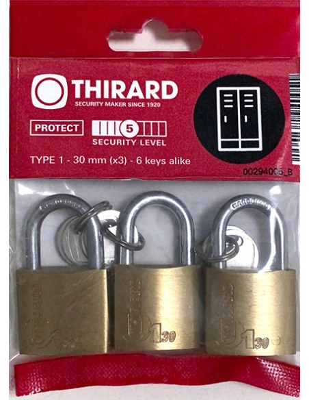 Vista aggiuntiva 1 di Set di 2 lucchetti TYPE 1 20 mm a chiave uguale, 4 chiavi – THIRARD