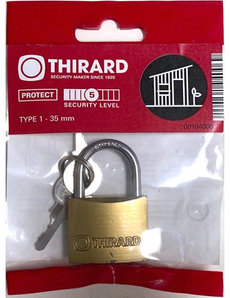 Vista aggiuntiva 1 di Lucchetto TYPE 1 35 mm, 2 chiavi – THIRARD