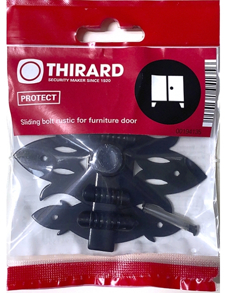 Vista aggiuntiva 1 di Chiavistello RUSTIQUE in ferro nero, 40 x 90 mm – THIRARD
