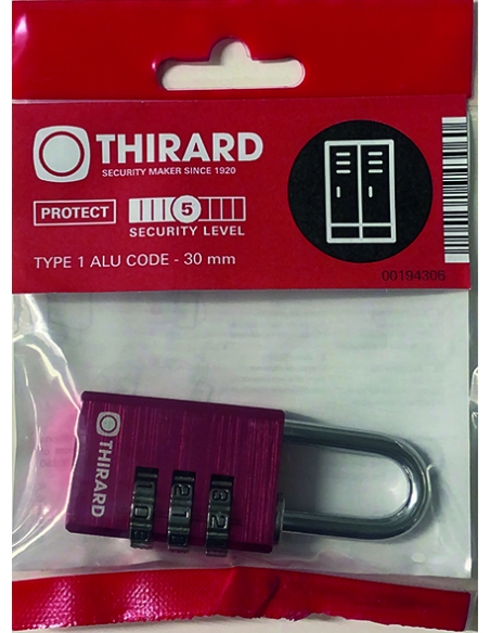 Vista aggiuntiva 1 di Lucchetto TYPE 1 ALU CODE 30 mm, colori assortiti – THIRARD
