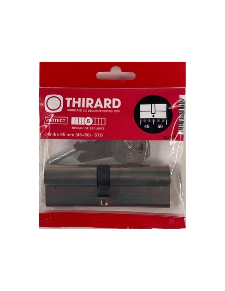 Vista aggiuntiva 1 di Cilindro europeo STD 45 x 50 mm nichelato, 3 chiavi – THIRARD