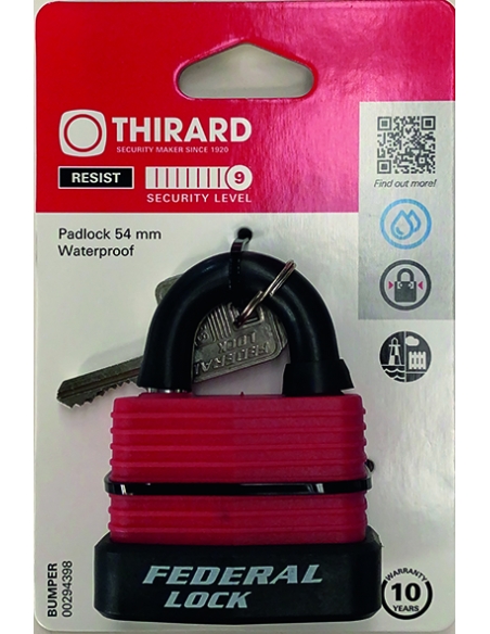 Vista aggiuntiva 1 di Lucchetto BUMPER 54 mm, colori assortiti, 2 chiavi – THIRARD