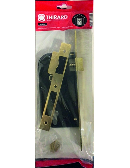 Vista aggiuntiva 1 di Serratura da incasso 70 x 50 mm, asse 50 mm, finitura ottonata – THIRARD