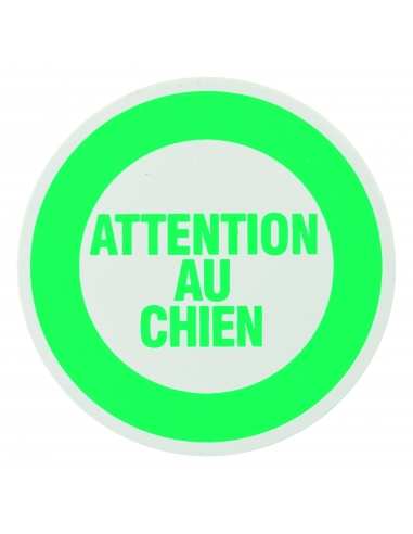 Targa segnaletica adesiva Ø 80 mm, “Attention au chien” (Attenzione al cane) – THIRARD
