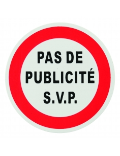 Targa segnaletica adesiva Ø 80 mm, “Pas de publicité” (No pubblicità) – THIRARD
