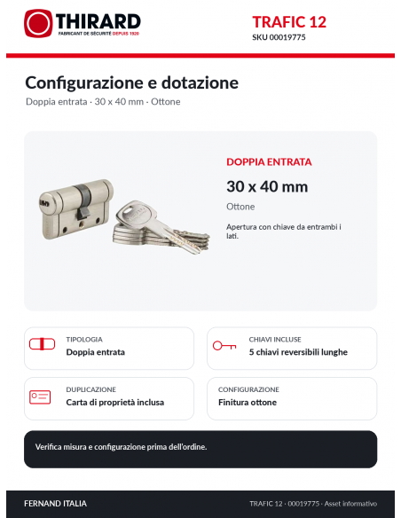 TRAFIC 12 THIRARD 00019775: doppia entrata, 5 chiavi e carta di proprietà