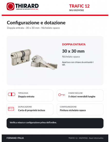TRAFIC 12 THIRARD 00294582: doppia entrata, 5 chiavi e carta di proprietà